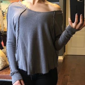 Distressed 2 way long sleeve